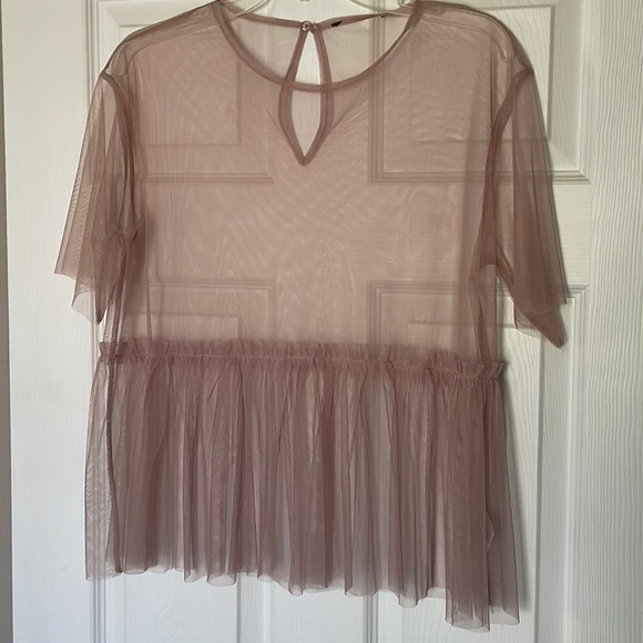 Mauve feminine mesh top - Picture 2 of 6